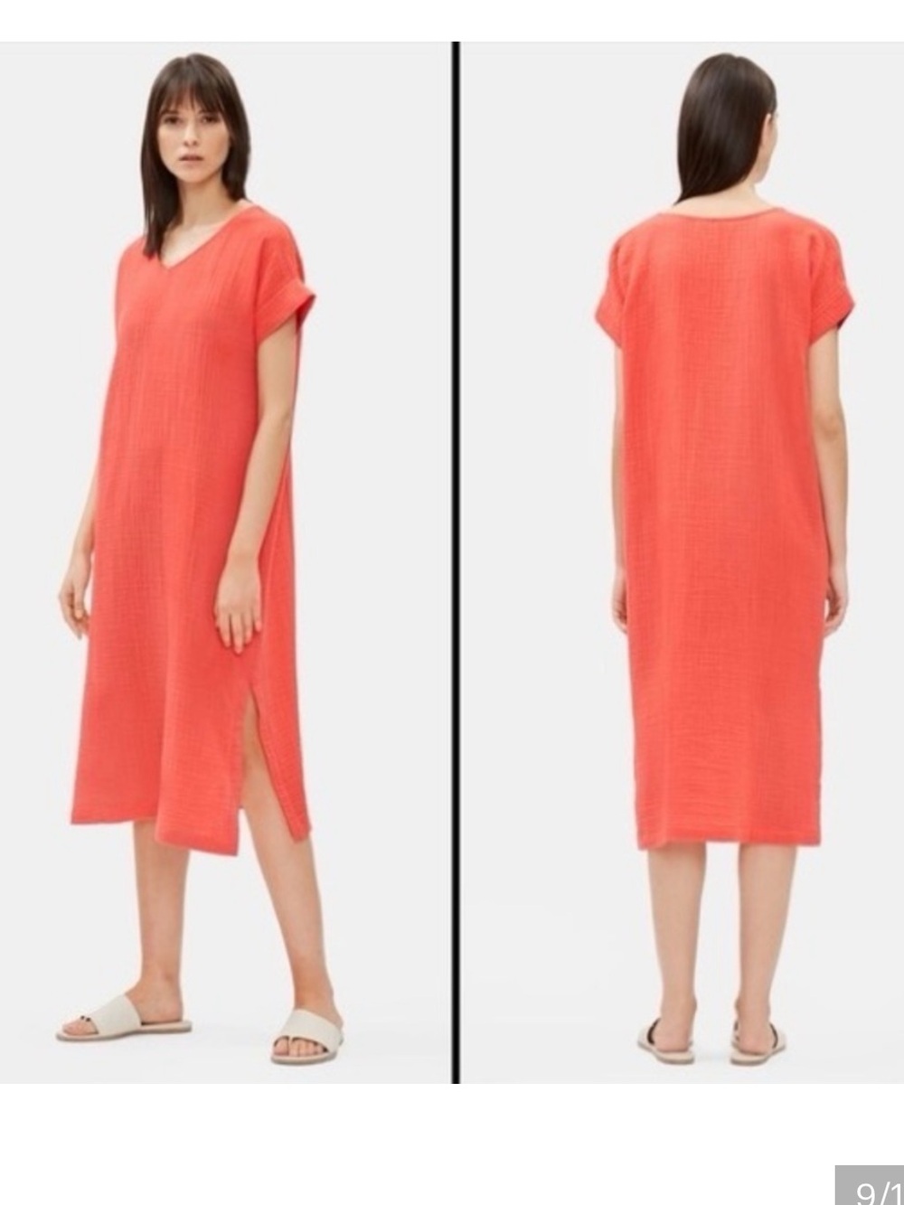 Eileen Fisher Coral V-Neck Swim Coverup Dress